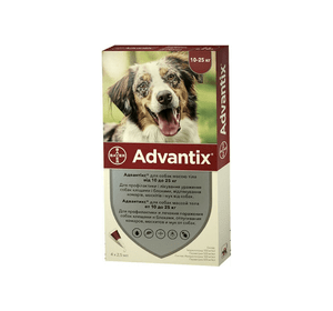 Капли от блох и клещей Bayer Advantix для собак весом 10-25 кг, цена за 1 пипетку