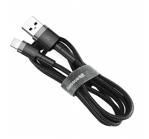 Кабель Baseus Cafule USB 2.0 to Lightning 2.4A 1M Чорний/Сірий (CALKLF-BG1)