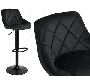 Барний стілець зі спинкою Bonro B-074 велюр чорне з чорною основою