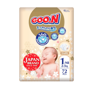 Підгузки GOO.N Premium Soft для немовлят до 5 кг (1(NB), на липучках, унісекс, 72 шт.)