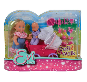 Лялька Еві з малюком у колясці, 2 види, 3+