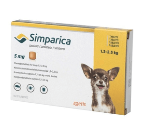 Таблетка от блох и клещей Симпарика Simparica для собак 1,3-2,5 кг 1 табл.