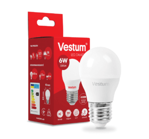 Світлодіодна лампа Vestum G45 6W 4100K 220V E27 1-VS-1201