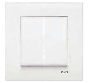 Білий двоклавішний вимикач VIKO Karre