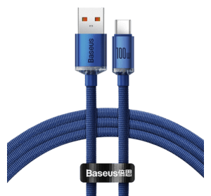 Кабель Baseus Crystal Shine USB 2.0 to Type-C 100W 1.2M Синій (CAJY000403)