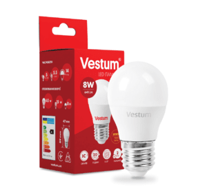 Світлодіодна лампа  Vestum G45 8W 3000K 220V E27 1-VS-1210