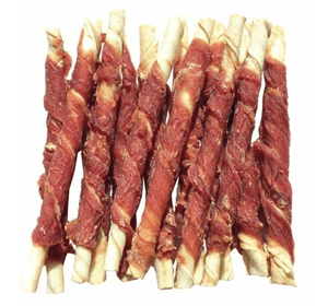 Ласощі для собак, кручений м'ясо качки на пресованої кістки 12,5 см.