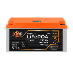 Акумулятор LP LiFePO4 для ДБЖ LCD 12V (12,8V) - 230 Ah (2944Wh) (BMS 80A/40A) пластик