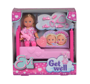 Лялька Еві 'Легке одужання' зі зміною кольору, у ліжку з іграшкою та аксес., 3+