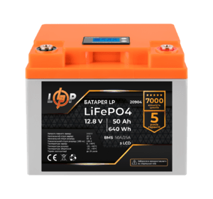 Акумулятор LP LiFePO4 LCD 12V (12,8V) - 50 Ah (640Wh) (BMS 50A/25A) пластик