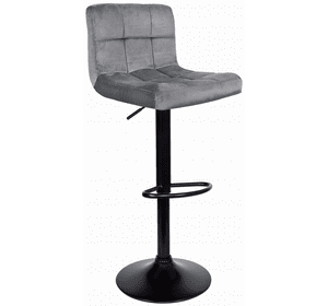 Барний стілець зі спинкою Bonro B-0106 велюр сірий з чорною основою