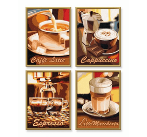 Художній творчий набір 'Кофе пауза', 4 картини, 18х24 см, 12+