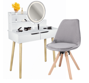 Туалетний столик Jumi SCANDI LED + крісло Saida сірий