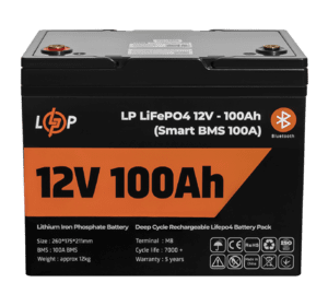 Акумулятор LP LiFePO4 12V (12,8V) - 100 Ah (1280Wh) (Smart BMS 100А) з BT пластик для ДБЖ