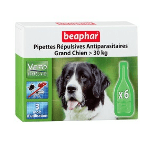 Beaphar капли Bio Spot On для собак больших пород  натуральные антипаразитарные капли для собак крупных пород (свыше 30 кг) с 12 недельного возраста Артикул:  15614  Пипетки :   6 пипеток