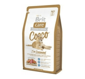 Brit Care Cocco Gourmand для привередливых кошек  гипоаллергенный беззерновой корм с мясом утки и лосося  Вес :   400 г  2 кг  7 кг