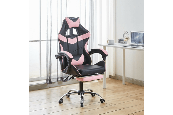 Крісло геймерське Bonro BN-810 рожеве з підставкою для ніг - NaVolyni.com