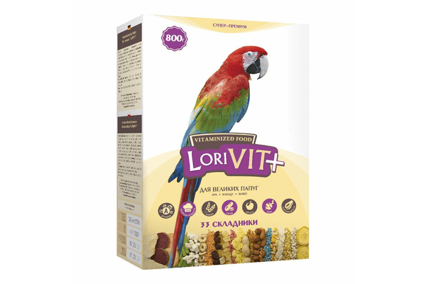 ЛоріВіт+" вітамінізованний корм для великих папуг, 800г - NaVolyni.com
