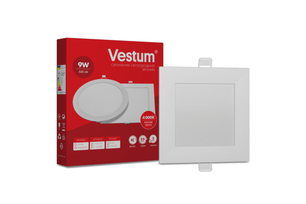 Квадратний світлодіодний врізний світильник  Vestum 9W 4000K 220V 1-VS-5203 - NaVolyni.com