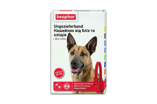 Ошейник Beaphar Ungezieferband против блох и клещей для собак, красный, 65 см - NaVolyni.com