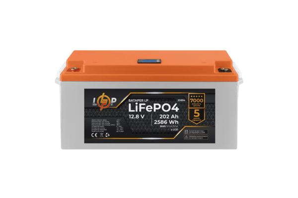 Акумулятор LP LiFePO4 для ДБЖ LCD 12V (12,8V) - 202 Ah (2586Wh) (BMS 100A/50A) пластик - NaVolyni.com