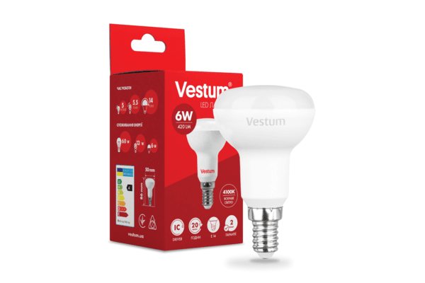 Світлодіодна лампа Vestum R50 6W 4100K 220V E14 1-VS-1402 - NaVolyni.com