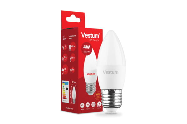 Світлодіодна лампа Vestum C37 4W 3000K 220V E27 1-VS-1306 - NaVolyni.com