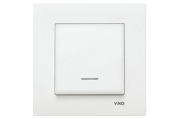 Білий вимикач з підсвічуванням VIKO Karre 90960019 - NaVolyni.com