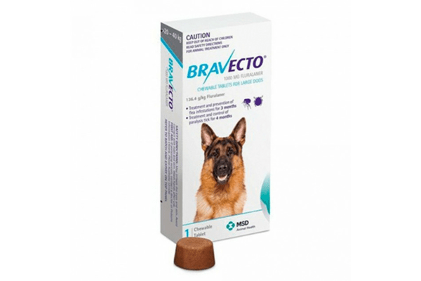 Жевательная таблетка Bravecto Бравекто от блох и клещей для собак весом 20-40 кг 1 шт. - NaVolyni.com
