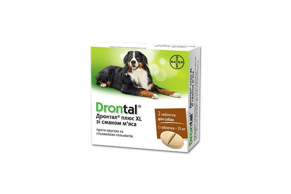Таблетки Bayer Drontal Plus XL от глистов для собак, цена за 1 таблетку - NaVolyni.com