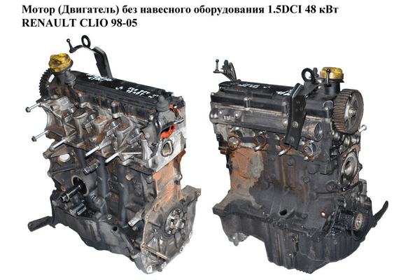 Мотор (Двигатель) без навесного оборудования 1.5DCI 48 кВт RENAULT CLIO 98-05 (РЕНО КЛИО) (K9K 704, K9K704) - NaVolyni.com