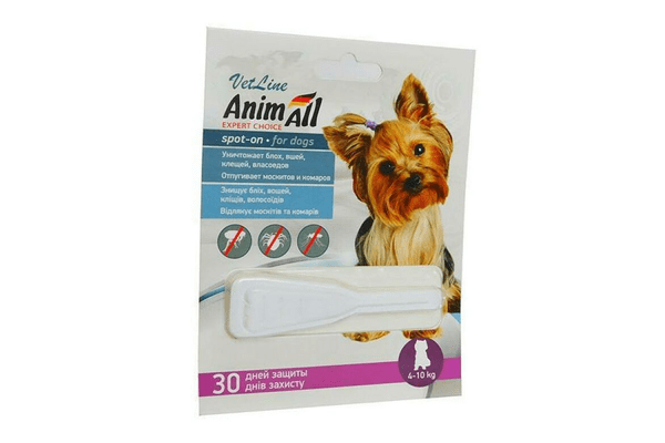 Капли AnimAll VetLine Spot-On от блох и клещей для собак весом 4-10 кг - NaVolyni.com