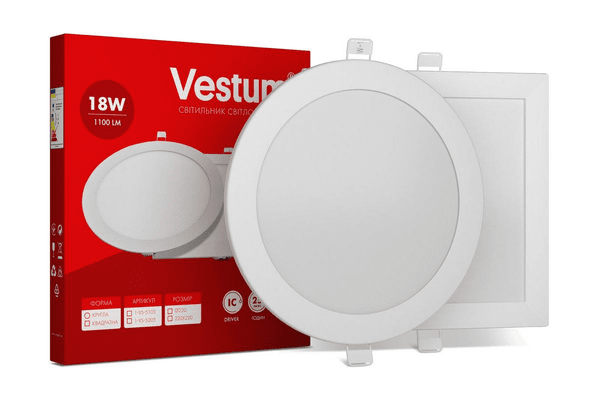 Круглий світлодіодний врізний світильник Vestum 18W 6000K 220V 1-VS-5110 - NaVolyni.com