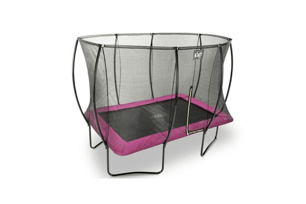 Батут EXIT Silhouette із захисною сіткою прямокутний 214x305 см рожевий (великий, для дітей і дорослих) - NaVolyni.com