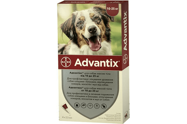 Капли от блох и клещей Bayer Advantix для собак весом 10-25 кг, цена за 1 пипетку - NaVolyni.com