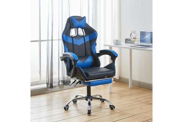 Крісло геймерське Bonro BN-810 синє з підставкою для ніг - NaVolyni.com