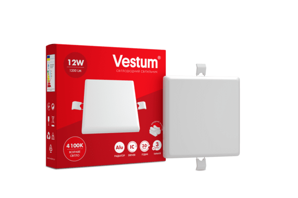 Акцiя! Квадратний світлодіодний врізний світильник "без рамки" Vestum 12W 4100K 1-VS-5603 - NaVolyni.com