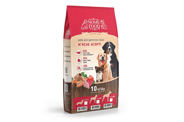 Сухий корм для дорослих собак малих порід «М'ясне асорті» Універсальний, 10 кг - NaVolyni.com