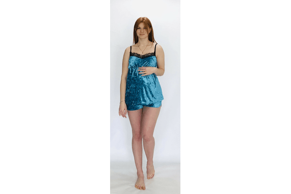 Комплект піжама топ і шорти велюровий з мереживом для вагітних 50 - NaVolyni.com