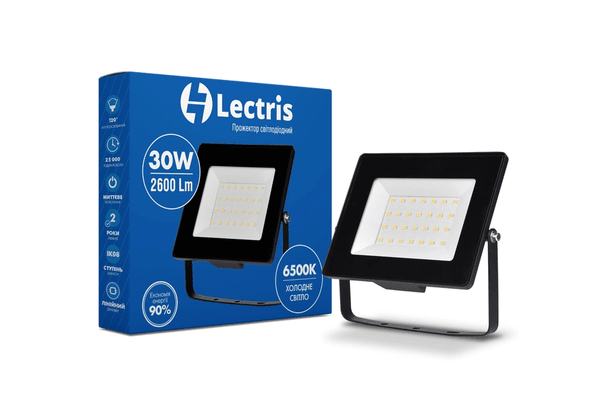 Світлодіодний прожектор Lectris LED30W 2600Лм 6500K 185-265V IP65 1-LC-3003 - NaVolyni.com