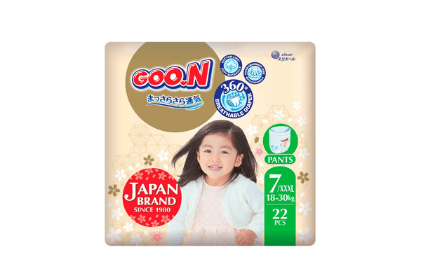 Трусики-підгузки GOO.N Premium Soft для дітей 18-30 кг (розмір 7(3XL), унісекс, 22 шт) - NaVolyni.com