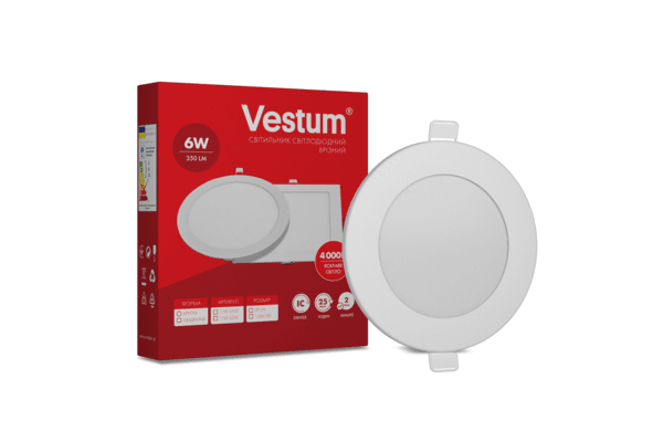 Круглий світлодіодний врізний світильник Vestum 6W 4000K 220V 1-VS-5102 - NaVolyni.com