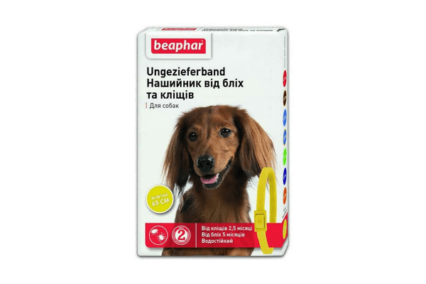 Ошейник Beaphar Ungezieferband против блох и клещей для собак, желтый, 65 см - NaVolyni.com