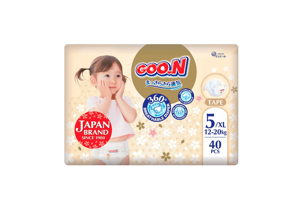 Підгузки GOO.N Premium Soft для дітей 12-20 кг (розмір 5(XL), на липучках, унісекс, 40 шт.) - NaVolyni.com
