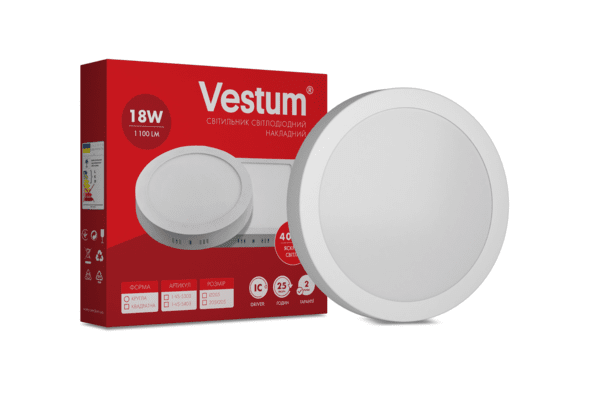 Круглий світлодіодний накладний світильник Vestum 18W 4000K 220V 1-VS-5303 - NaVolyni.com