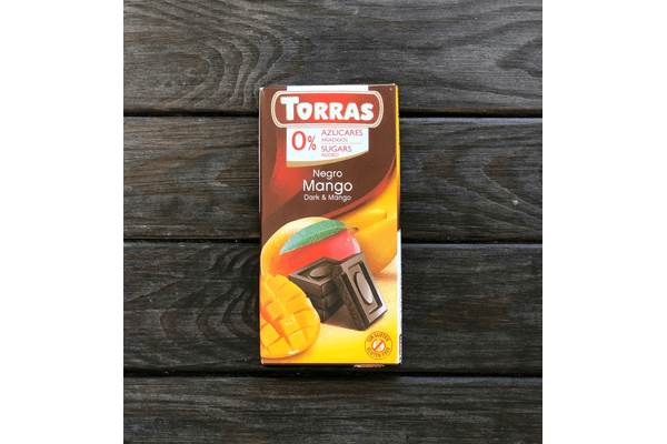 Шоколад чорний без цукру Torras Mango, 75г - NaVolyni.com