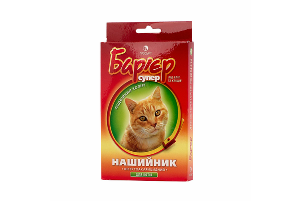 Ошейник для кошек против блох и клещей "Барьер" желто-красный - NaVolyni.com