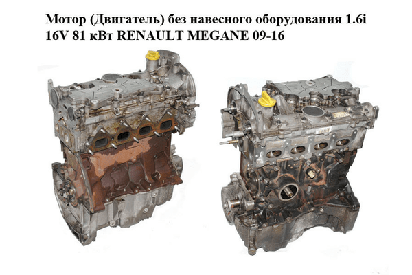 Мотор (Двигатель) без навесного оборудования 1.6i 16V 81 кВт RENAULT MEGANE 09-16 (РЕНО МЕГАН) (K4M858, K4M - NaVolyni.com