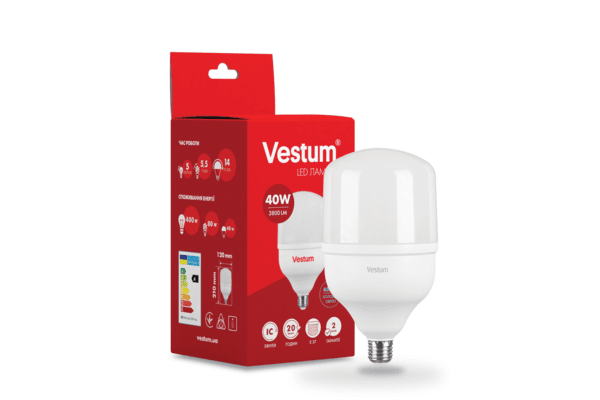 Світлодіодна високопотужна лампа Vestum T120 40W 6500K 220V E27 1-VS-1603 - NaVolyni.com