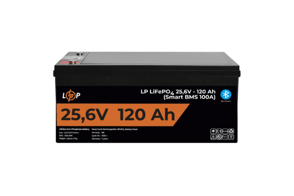 Акумулятор LP LiFePO4 25,6V - 120 Ah (3072Wh) (Smart BMS 100А) з BT пластик для ДБЖ - NaVolyni.com